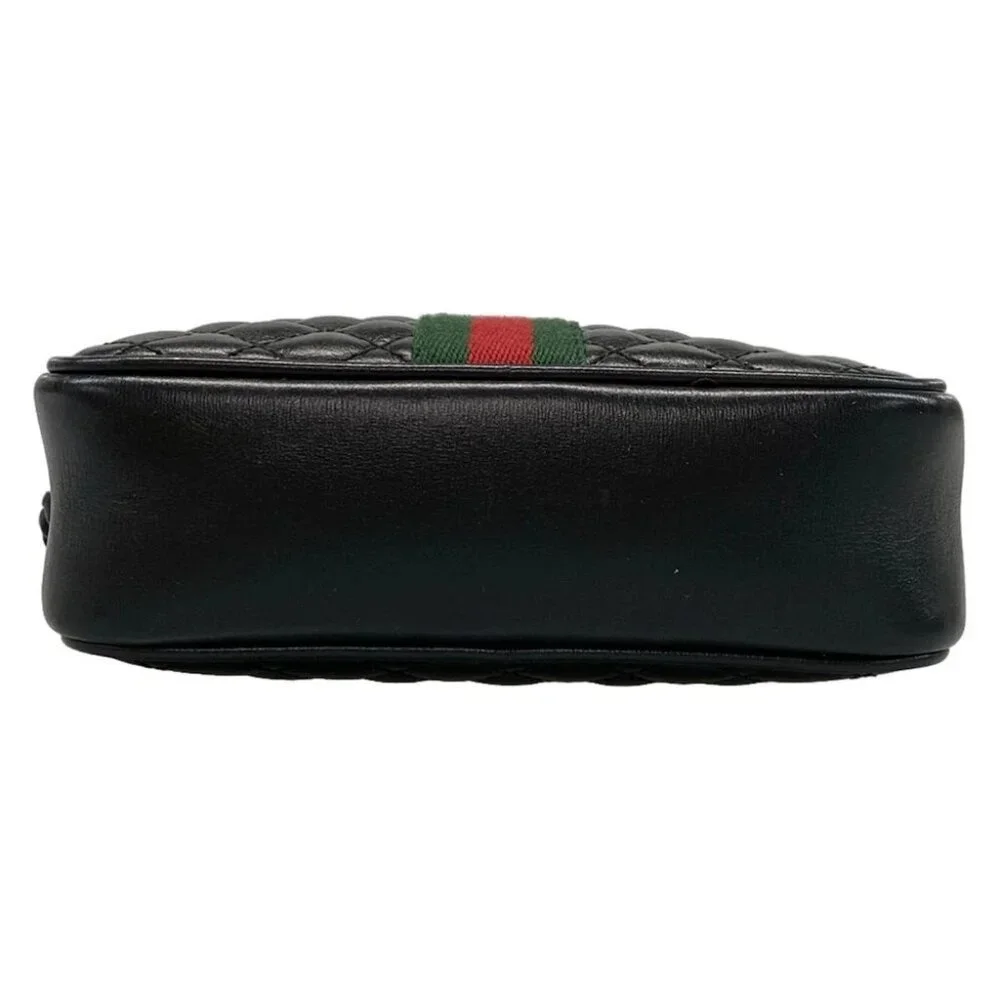 GUCCI GG Marmont/Sherry 536441 Black Green Red Leather Canvas Shoulder Bag - Picture 5 of 14